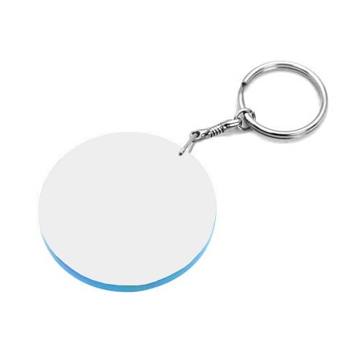 Round Keychain for Sublimation and Engraving with a Blue Edge